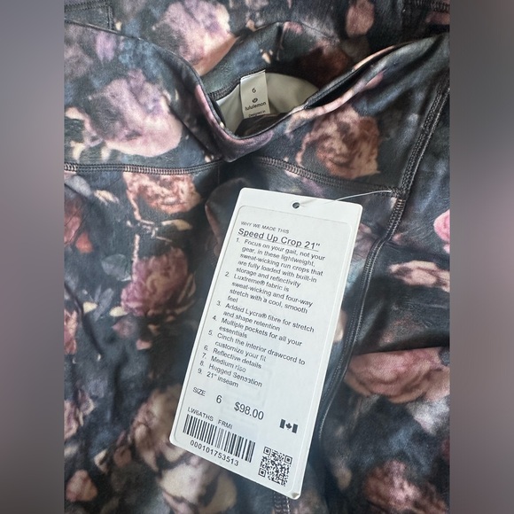 Lululemon Speed Up Crop 21” Sz 6 RARE Frosted Rose Multi BNWT - Picture 7 of 7